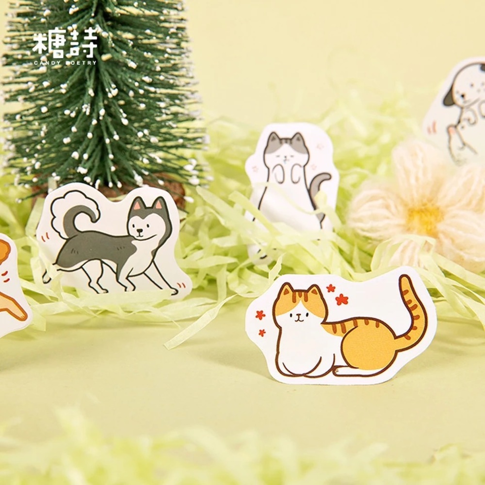 Daily Life Of Cartoonish Cats and Dogs, 45 Deco Stickers, Comes In a Box - Picture 5 of 9